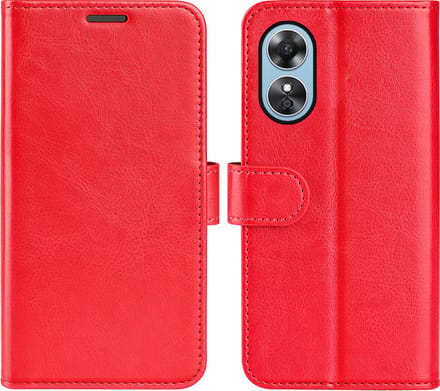 MobyDefend Hoesje - Geschikt voor Oppo A17 - Wallet Book Case (Sluiting Achterkant) - Rood