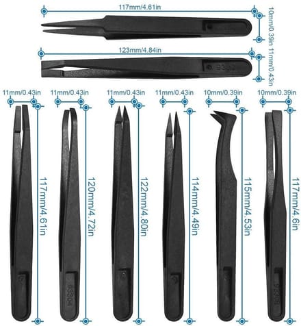 MMOBIEL 8x Anti-Statische Multifunctionele Plastic Precisie Pincet Set