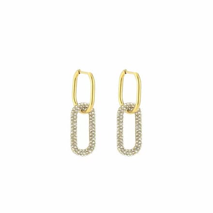 Bijoutheek Oorhangers Vierkant Hoop Zirkonia Stenen Gold
