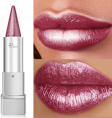Frambozenroze Glitter Lipstick - Waterproof Shimmer Lippenstift met Langdurige Glans
