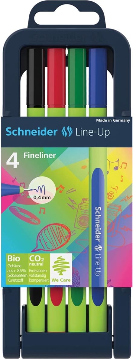 Schneider fineliner - Line-Up - lijnbreedte 0,4mm - 4 stuks - S-191094