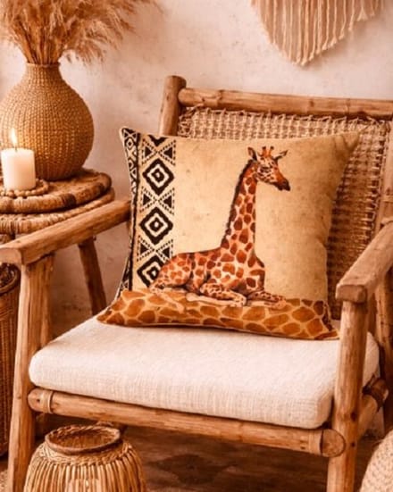 Boho Safari Collection Kussenhoes - Giraf - Giraffe - 45x45 cm
