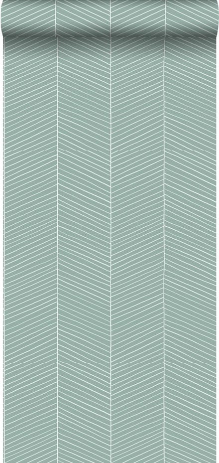 Walls4You behang visgraat-motief mintgroen - 935323 - 0,53 x 10,05 m
