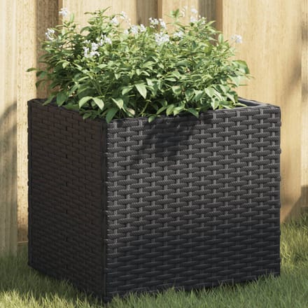 vidaXL - Plantenbak - 36x30x32 - cm - poly - rattan - zwart