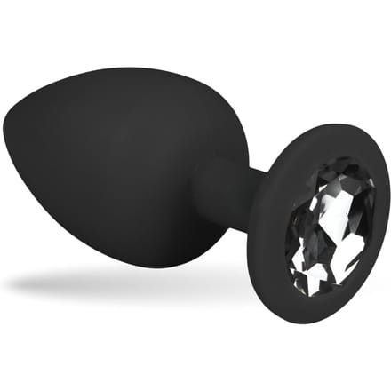 Easytoys - anaalplug van siliconen in zwart met siersteen groot 1