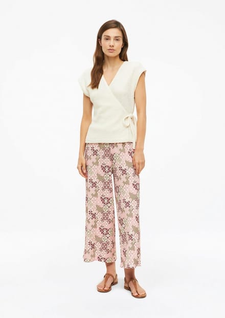Hoge Granate Effen Vrouwelijke Jersey Broek met Elastische Taille s.Oliver