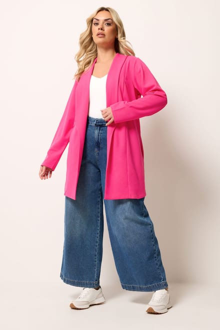 Yours Roze Blazer Van Scuba Met Ronde Kraag Size 42