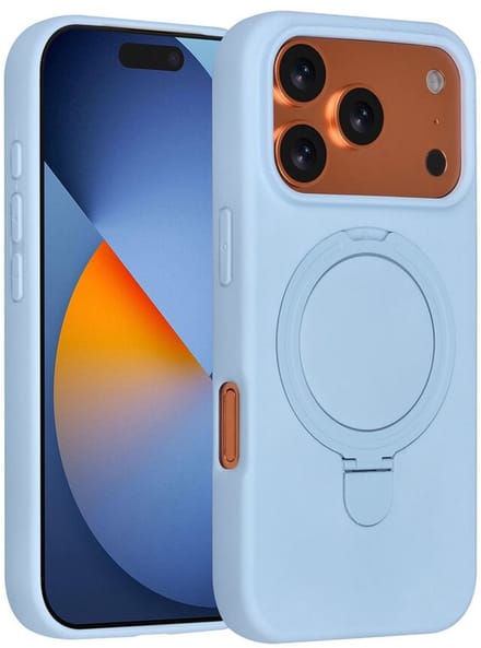 TUNIQ Back cover voor iPhone 17 Pro - MagSafe met Ring Stand - Baby Blauw