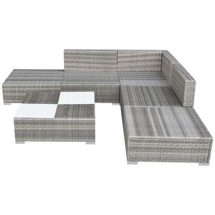 vidaXL - 6-delige - Loungeset - met - kussens - poly - rattan - grijs
