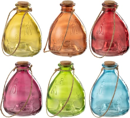J-Line plateau Wespenvanger - glas - mix - large - 6 stuks - Ø 13 cm