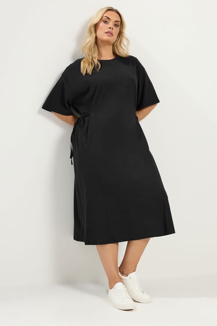 Yours Zwarte Midijurk Met Strik Aan De Voorkant Size 54-56