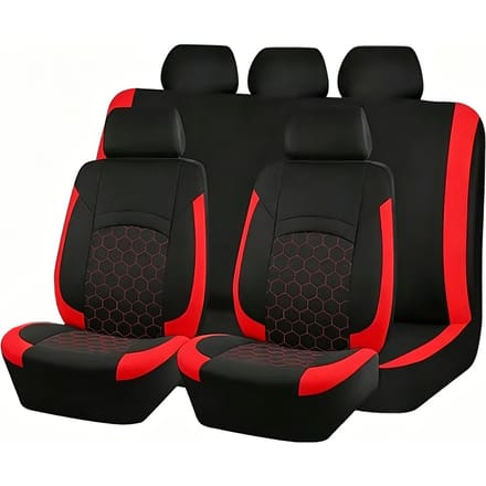 Universele Autostoelhoezen, 9 stuks PU Leer Beschermers voor Voor- en Achterbank, Volledige Set Autostoelhoezen, Voorstoelen rood