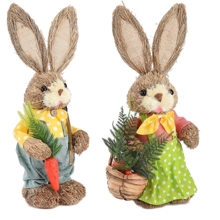 2 stuks paashaas ornamenten schattige rustieke konijnenfiguren schuim decoratieve konijnen huisdecoratie 35 cm beige