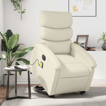 vidaXL - Sta-op-massagestoel - elektrisch - kunstleer - crèmekleurig