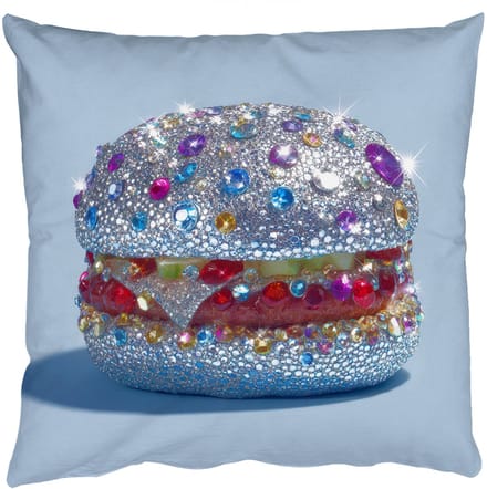 Sierkussens - Kussentjes Woonkamer - 50x50 cm - Glitters - Hamburger - Blauw