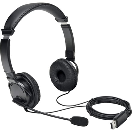 Kensington USB-Hi-Fi-Hoofdtelefoon met Microfoon - met Ruisonderdrukking - Zwart