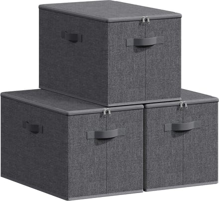 SONGMICS - Opbergbox - Opbergdoos - Deksel - Opvouwbare - Handgrepen - Set van 3 - Kledingopslag