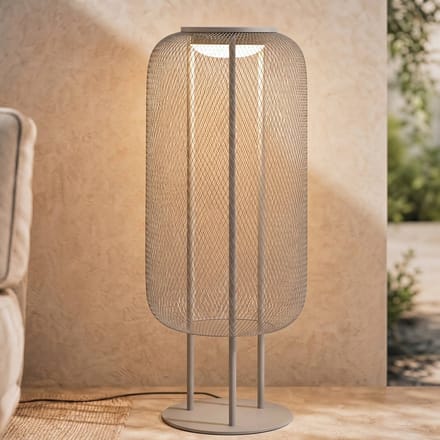 Lucande LED buiten vloerlamp Korvyn, steengrijs, 80 cm, IP44