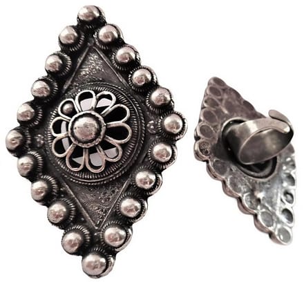 Zeeuws Meisje - Grote ruit Zeeuwse knop ring ruim 6 cm lang