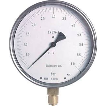 0..1 Bar Manometer Onderaansluiting RVS 160 mm Klasse 0.6 - MW01160SV-P