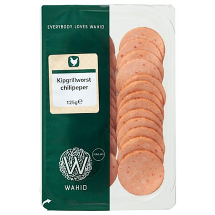 Kipgrillworst chilipeper plakjes