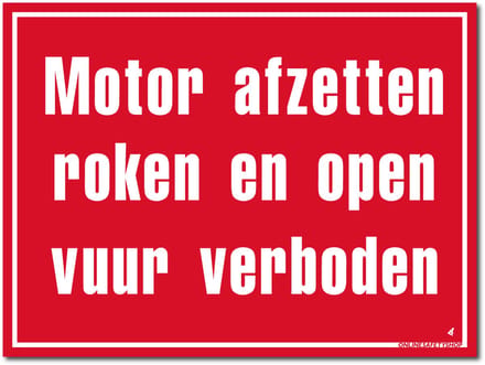 Roken/open vuur bord - Motor afzetten - Forex - 30 x 40 cm - Weerbestendig