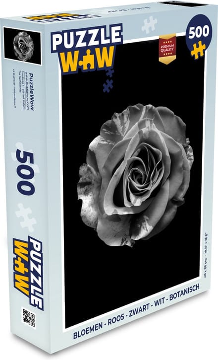 Puzzel Bloemen - Roos - Zwart - Wit - Botanisch - Legpuzzel - Puzzel 500 stukjes