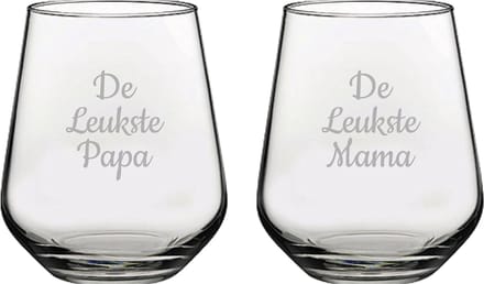 Gegraveerde Drinkglas 42,5cl De Leukste Mama-De Leukste Papa