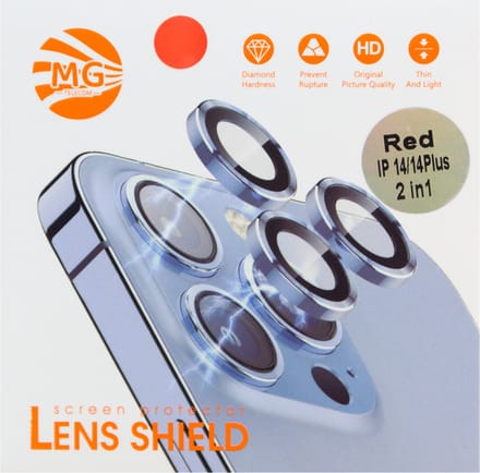 Geschikt Voor iPhone 14 / 14 Plus Camera Lens Protector - Rood - Eenvoudige Installatie - Camera Protector iPhone 14 / 14 Plus - Roestvrij Staal - Gehard Glas - Screenprotector