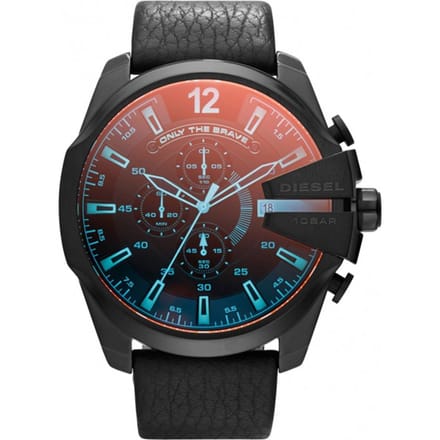 DIESEL Mega Chief XL Chronographs Leer Zwart Iriserend glas | DZ4323