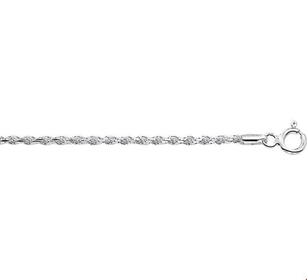 Zilveren Collier koord gediamanteerd 2 1002188 45 cm