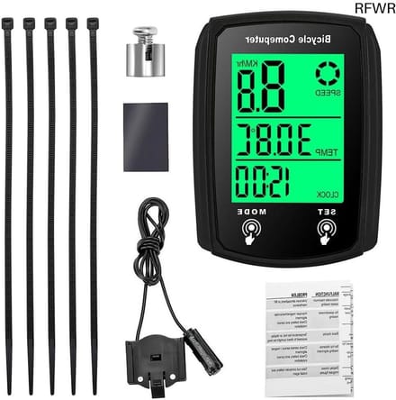 RFWR® Fietscomputer met 19 functies, waterdicht en helder LCD-display voor wielrennen