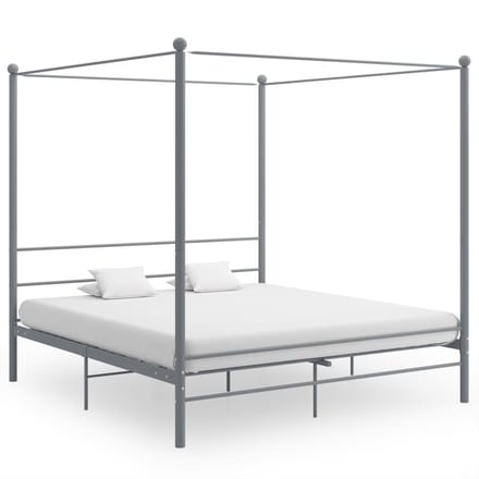 vidaXL - Hemelbedframe - metaal - grijs - 200x200 - cm