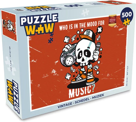 Puzzel Vintage - Schedel - Muziek - Legpuzzel - Puzzel 500 stukjes