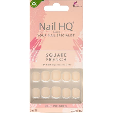 Nail HQ Square French Nails 24 pcs + 2 ml