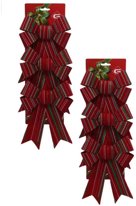 Gerimport Kerst ornamenten strikken - 6x st - donkerrood - 15 x 24 cm - strikjes