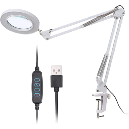 Loupe avec pince LED, grossissement 8X, 10 niveaux réglables blanc