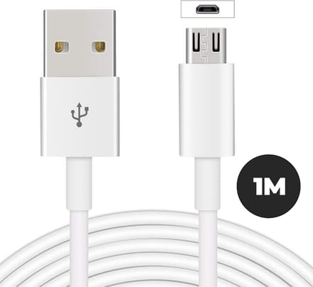 Micro USB kabel 1 meter – USB naar Micro USB oplaadkabel - geschikt voor Samsung, Huawei en HTC – wit – WiseQ