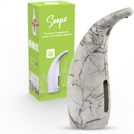 Soopz Automatische Zeepdispenser – Grijs Marmer – Marble Grey Classic – Zeeppompje met Bewegingssensor – Handzeep