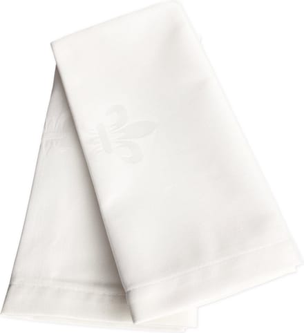 Damasten Servetten – Set van 6 – 50x50 cm - Wit – Franse Lelie – Hotelkwaliteit