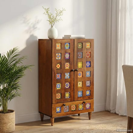 vidaXL - Highboard - Walnotenhout - 60 - x - 33,5 - x - 100 - cm - Massief - Mango - Hout