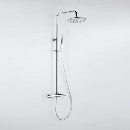 FugaFlow Eccelente Acces Regendoucheset - thermostatisch - 30cm hoofddouche - gladde slang - staaf handdouche - chroom