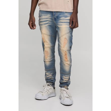 Skinny Stretch Zwaar Gebleekte Gescheurde Jeans | Bleach Wash | Size 36R