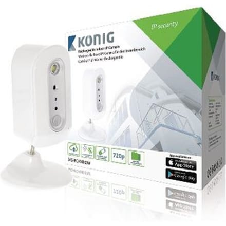 Konig - SAS-IPCAM300W HD IP Camera Binnen 720P Oplaadbaar Wit/Zilver
