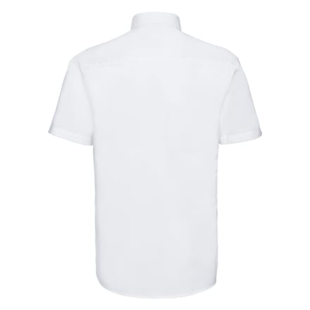 Russell Collection Heren Klassiek Effen Oxford Overhemd Met Korte Mouwen (Wit)