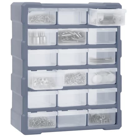 vidaXL - Organiser - met - 18 - medium - lades - 38x16x47 - cm
