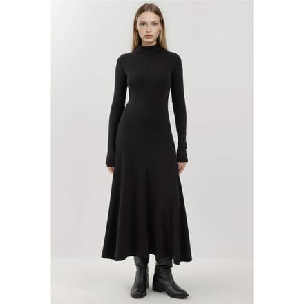 Textuur Half Turtleneck Maxi-jurk