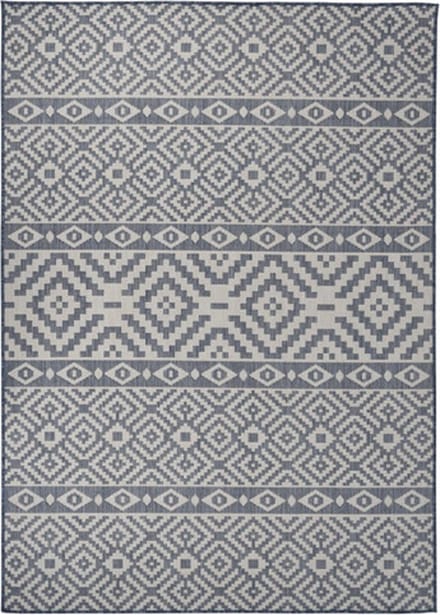 vidaXL - Buitenkleed - met - patroon - platgeweven - 120x170 - cm - blauw