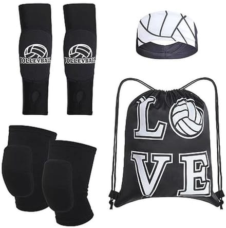 4 Stuks Volleybal Accessoires - Kniebeschermers, Arm Mouwen en Hoofdband voor Training