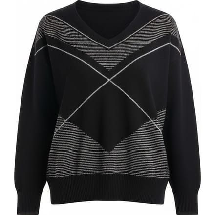 dames t-shirts d.exterieur - inlay lux hals v - zwart